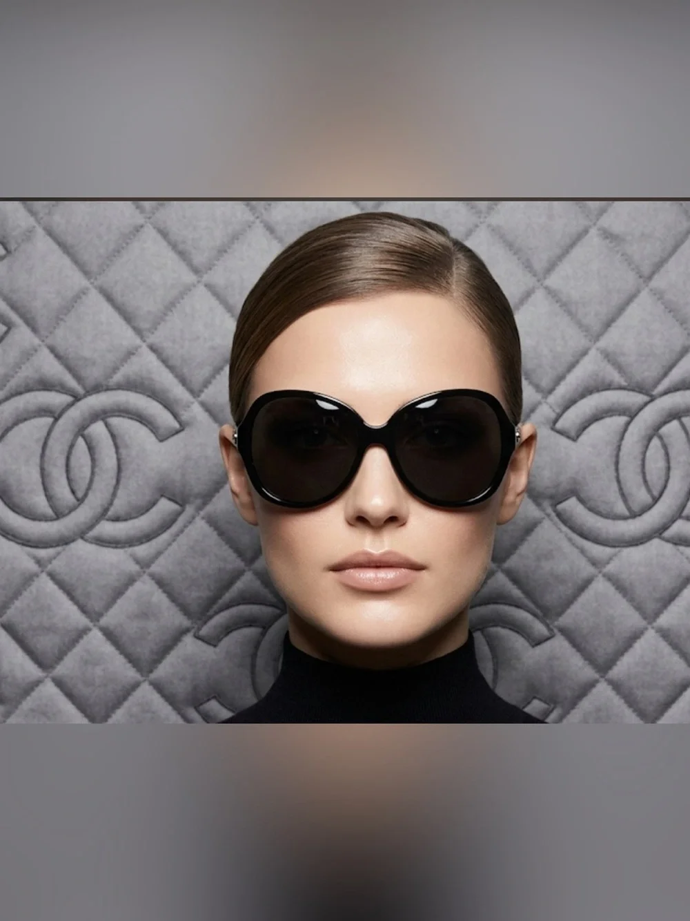 Authentic Chanel luxury designer signature black sunglasses with pearls
